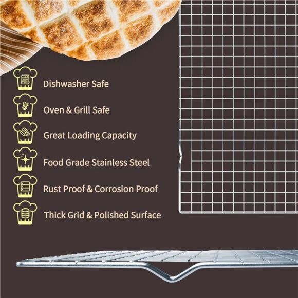 Cooling Rack for Baking 2-Pack, 16x10 Inches Baking Rack, Thick Wire Cookie Rack - Picture 2 of 8